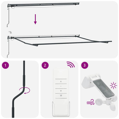Automatic Retractable Awning with LEDs Anthracite&White 400x300 cm