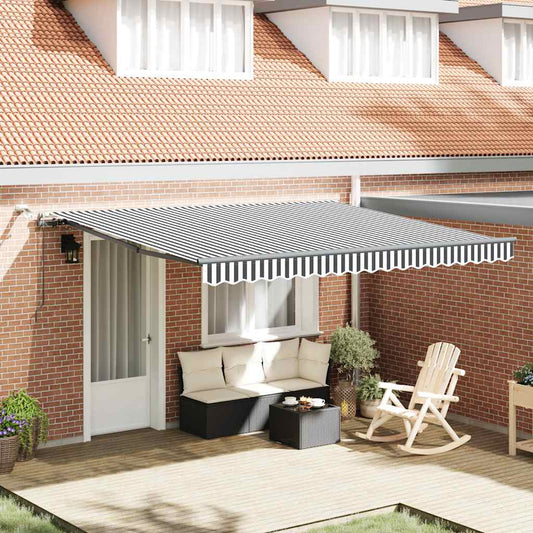 Automatic Retractable Awning with LEDs Anthracite&White 400x300 cm