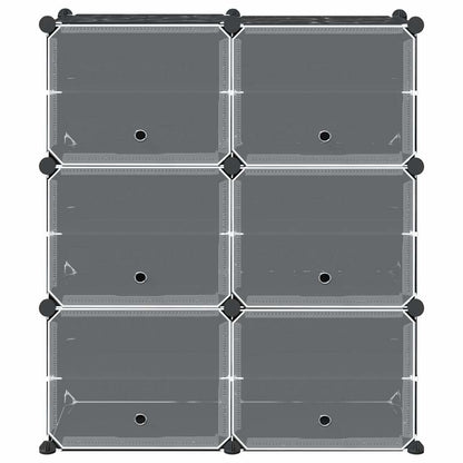 Storage Cube Organiser with 6 Cubes and Doors Black PP