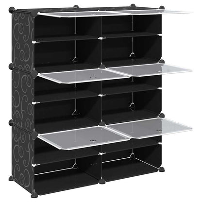 Storage Cube Organiser with 6 Cubes and Doors Black PP
