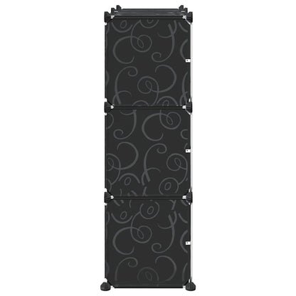 Storage Cube Organiser with 6 Cubes and Doors Black PP