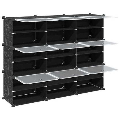 Storage Cube Organiser with 9 Cubes and Doors Black PP