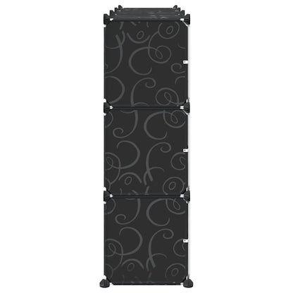Storage Cube Organiser with 9 Cubes and Doors Black PP