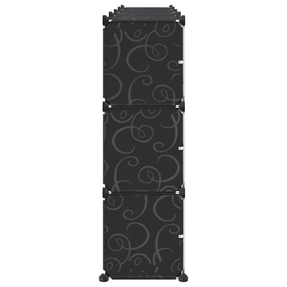Storage Cube Organiser with 12 Cubes and Doors Black PP