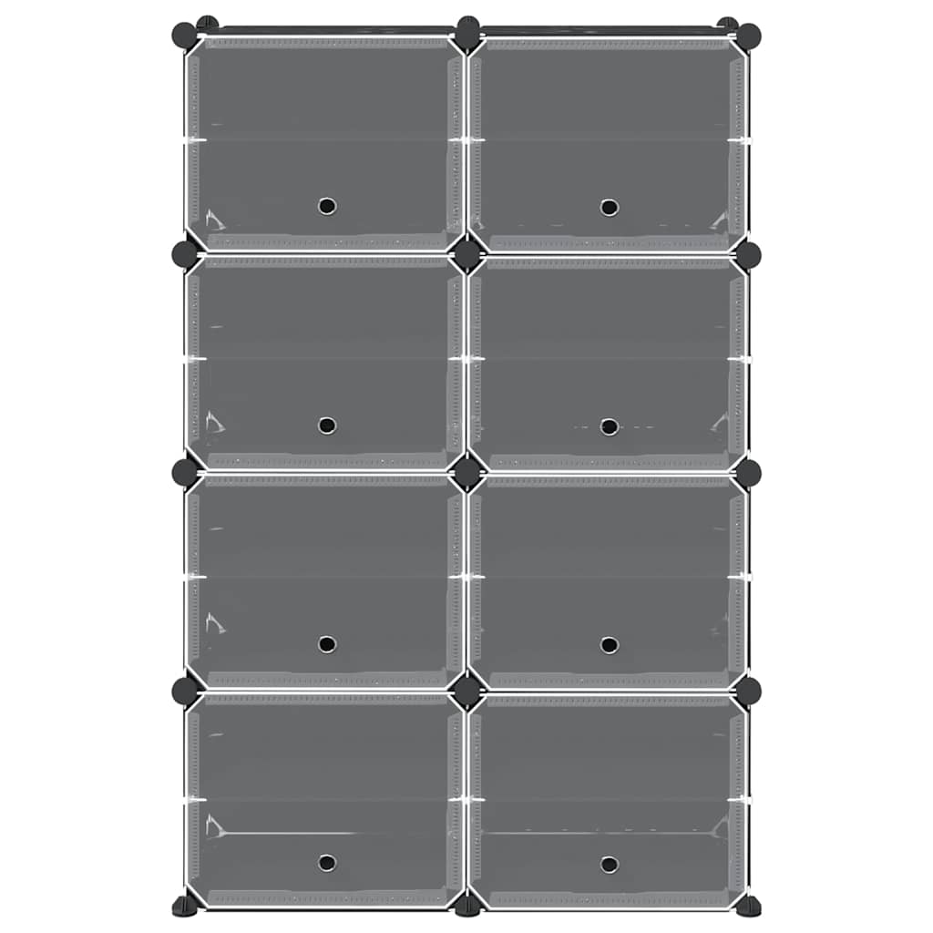 Storage Cube Organiser with 8 Cubes and Doors Black PP