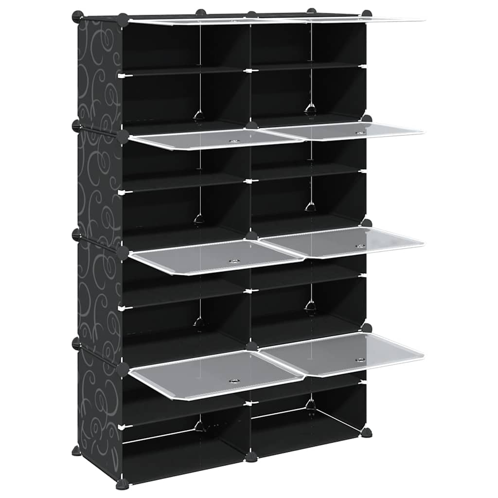 Storage Cube Organiser with 8 Cubes and Doors Black PP