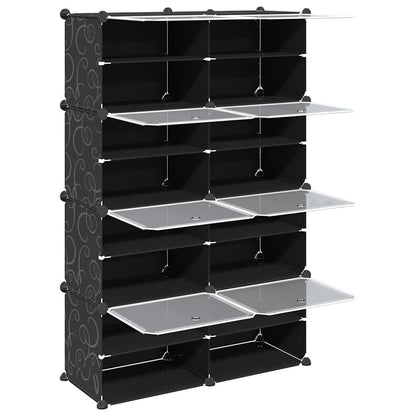 Storage Cube Organiser with 8 Cubes and Doors Black PP