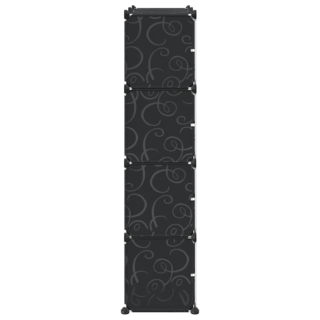 Storage Cube Organiser with 8 Cubes and Doors Black PP