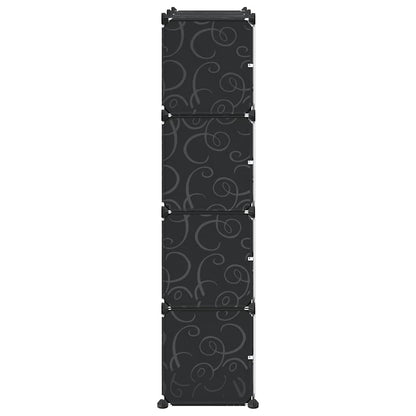 Storage Cube Organiser with 8 Cubes and Doors Black PP