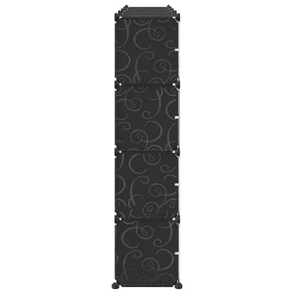 Storage Cube Organiser with 16 Cubes and Doors Black PP