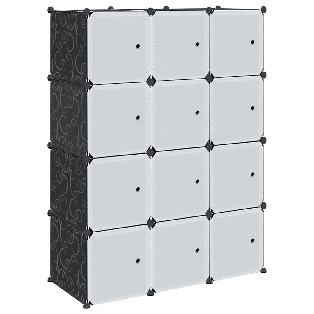 Storage Cube Organiser with 12 Cubes and Hanging Rods PP