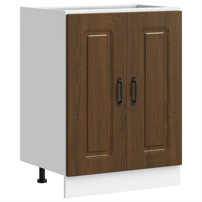 Sink Base Cabinet Kalmar Brown Oak 60x46x81.5 cm Engineered Wood