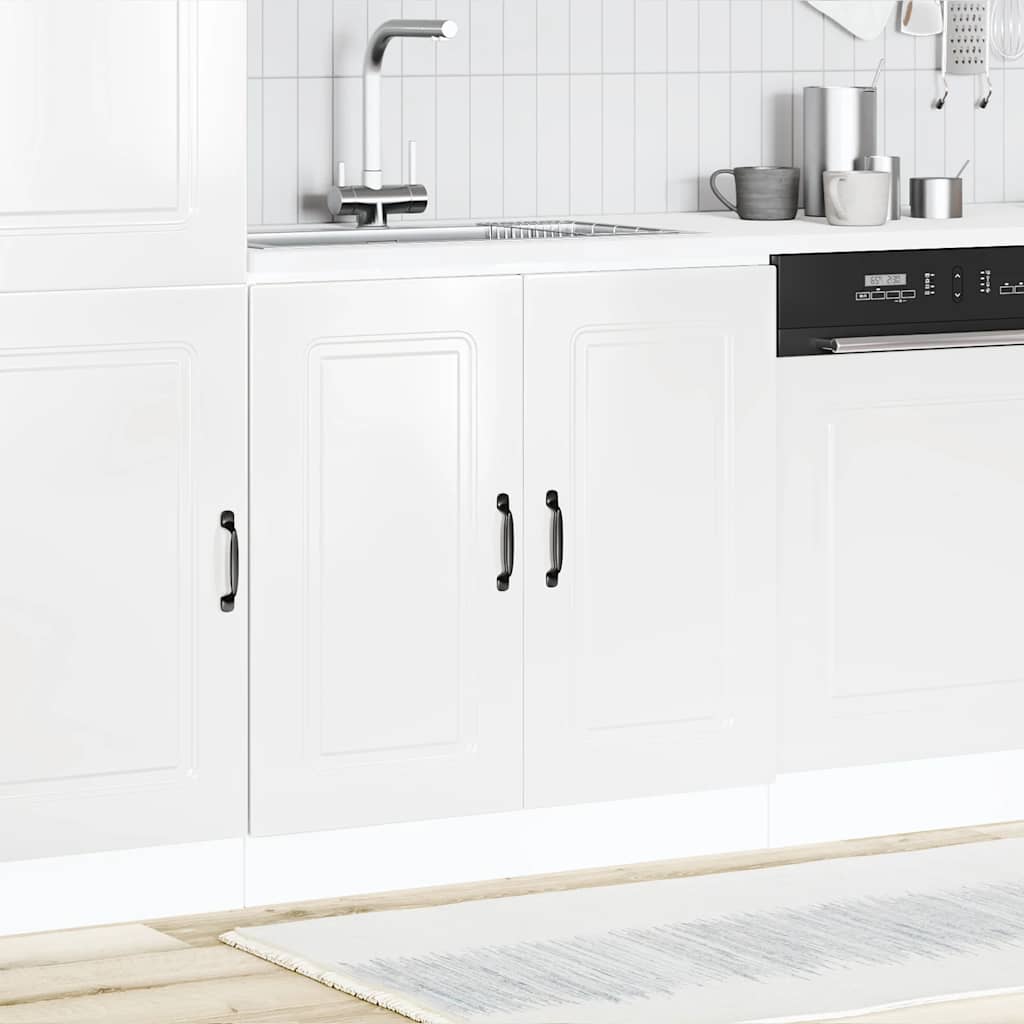 Sink Base Cabinet Kalmar High Gloss White 80x46x81.5 cm Engineered Wood