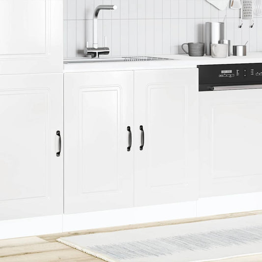 Sink Base Cabinet Kalmar High Gloss White 80x46x81.5 cm Engineered Wood