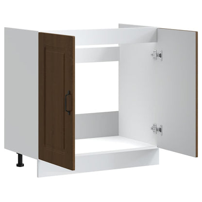 Sink Base Cabinet Kalmar Brown Oak 80x46x81.5 cm Engineered Wood