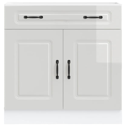 Kitchen Base Cabinet Kalmar High Gloss White Engineered Wood