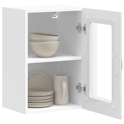 Kitchen Wall Cabinet with Glass Door Kalmar White Engineered Wood