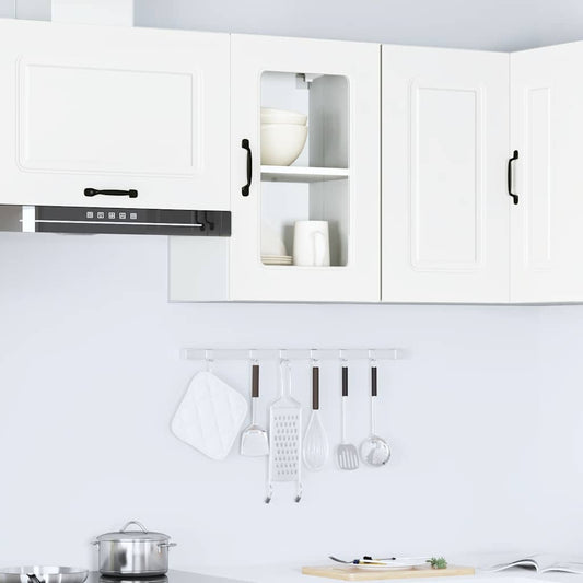 Kitchen Wall Cabinet with Glass Door Kalmar White Engineered Wood