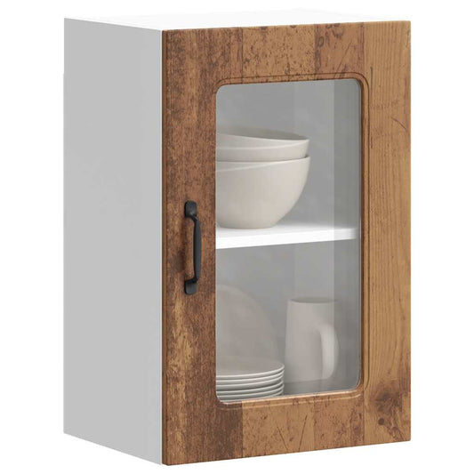 Kitchen Wall Cabinet with Glass Door Kalmar Old Wood Engineered Wood