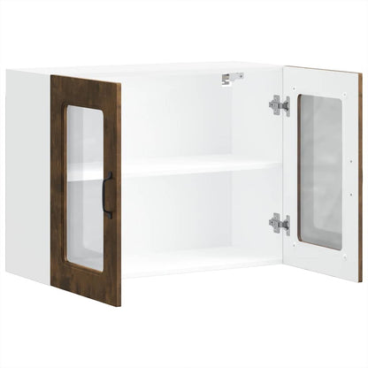 Kitchen Wall Cabinet with Glass Door Kalmar Smoked Oak Engineered Wood