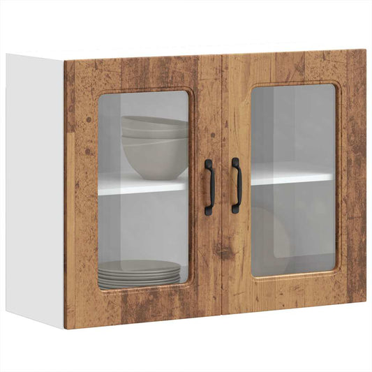 Kitchen Wall Cabinet with Glass Door Kalmar Old Wood Engineered Wood