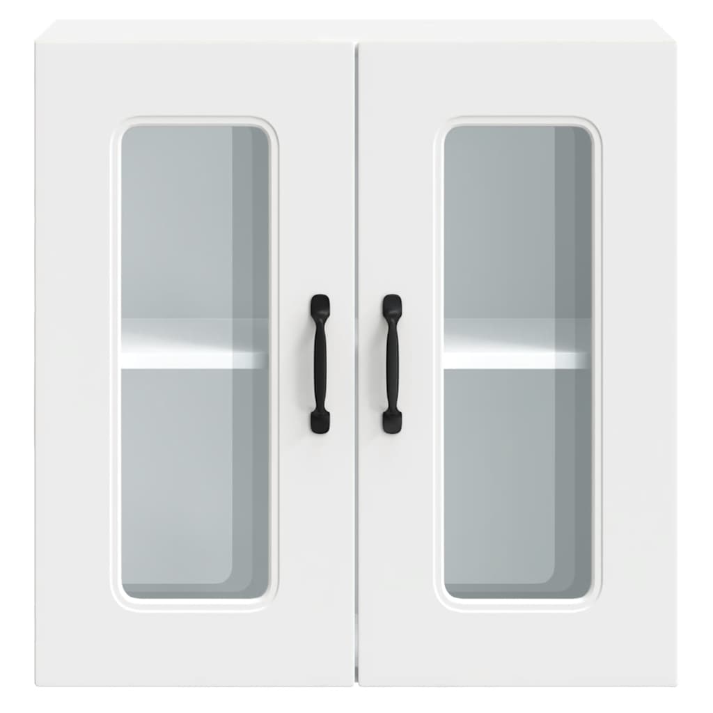 Kitchen Wall Cabinet with Glass Door Kalmar White Engineered Wood