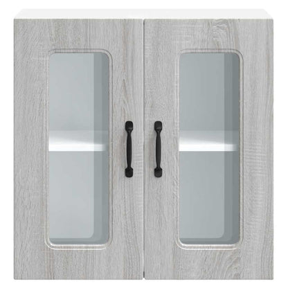 Kitchen Wall Cabinet with Glass Door Kalmar Grey Sonoma Engineered Wood