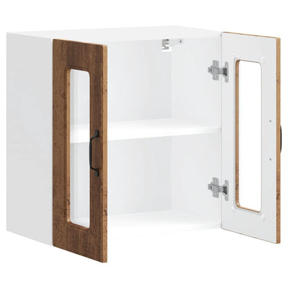 Kitchen Wall Cabinet with Glass Door Kalmar Old Wood Engineered Wood