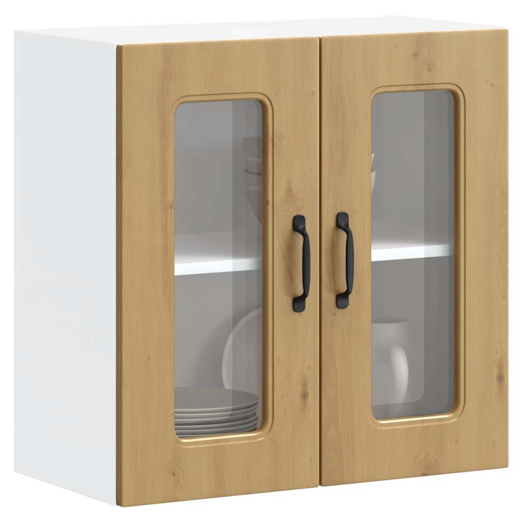 Kitchen Wall Cabinet with Glass Door Kalmar Artisan Oak Engineered Wood