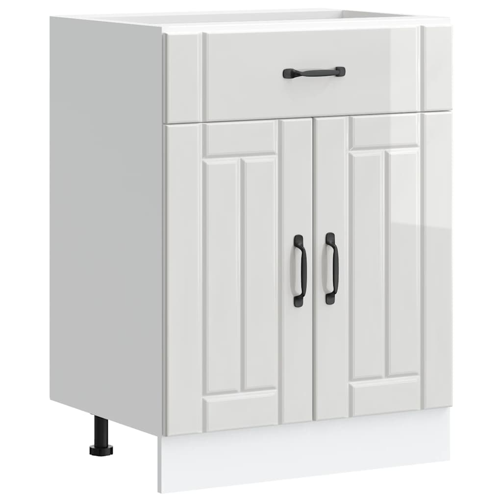 Kitchen Base Cabinet Lucca High Gloss White Engineered Wood