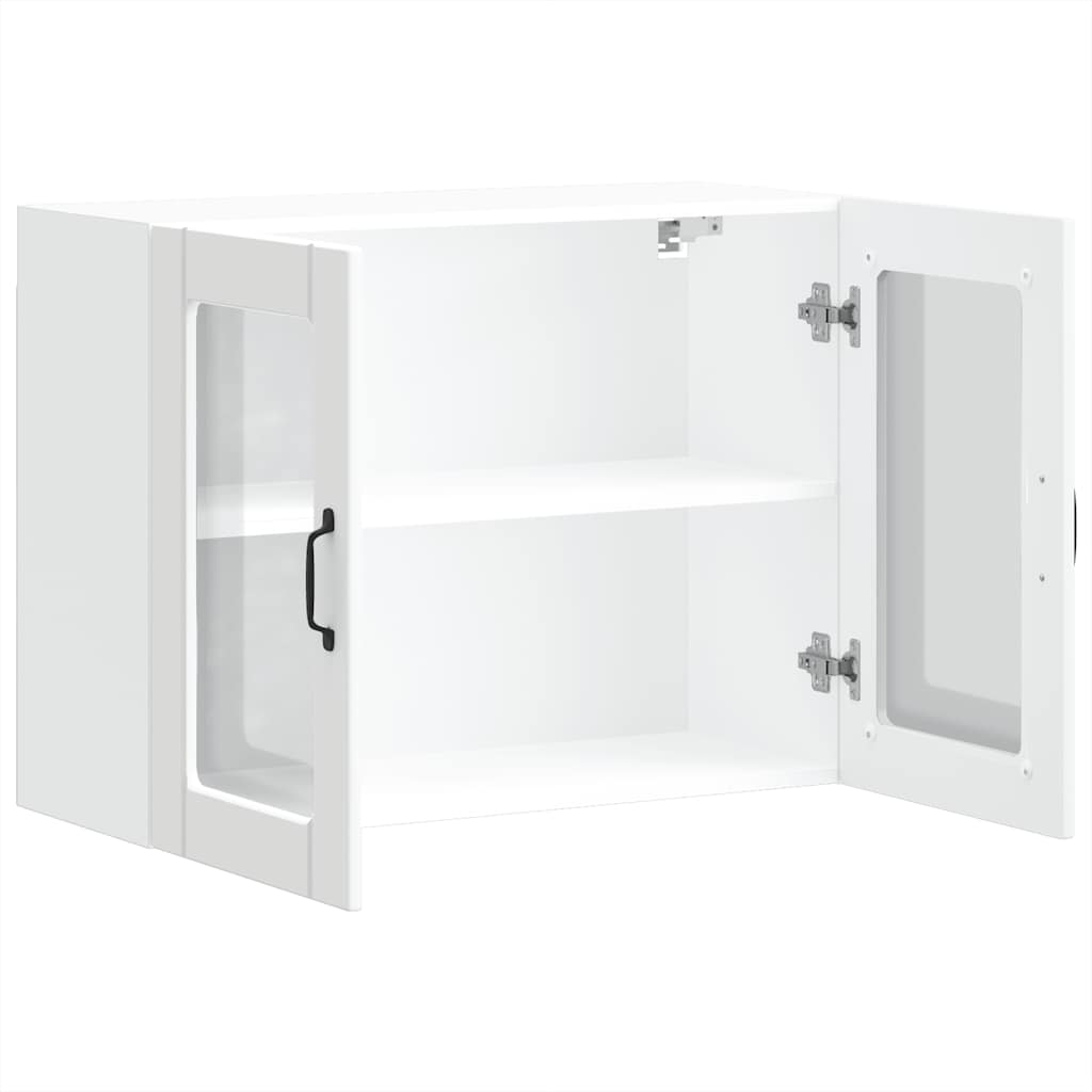 Kitchen Wall Cabinet with Glass Door Lucca White Engineered Wood
