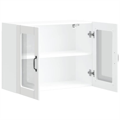 Kitchen Wall Cabinet with Glass Door Lucca White Engineered Wood