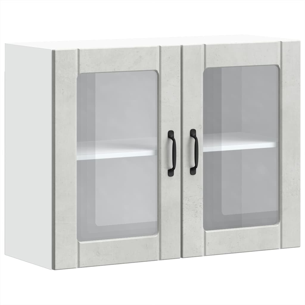 Kitchen Wall Cabinet with Glass Door Lucca Concrete Grey Engineered Wood