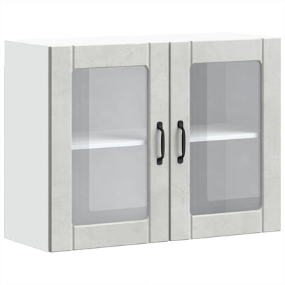 Kitchen Wall Cabinet with Glass Door Lucca Concrete Grey Engineered Wood