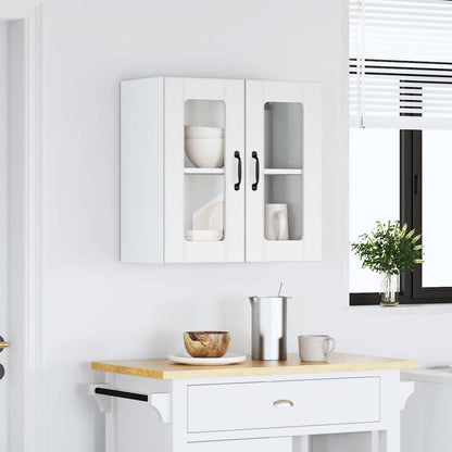 Kitchen Wall Cabinet with Glass Door Lucca White Engineered Wood