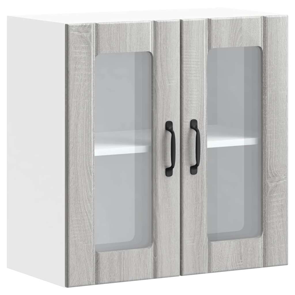 Kitchen Wall Cabinet with Glass Door Lucca Grey Sonoma Engineered Wood