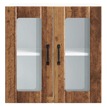 Kitchen Wall Cabinet with Glass Door Lucca Old Wood Engineered Wood