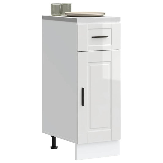Kitchen Base Cabinet Porto High Gloss White Engineered Wood