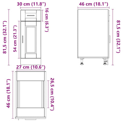 Kitchen Base Cabinet Porto Concrete Grey Engineered Wood