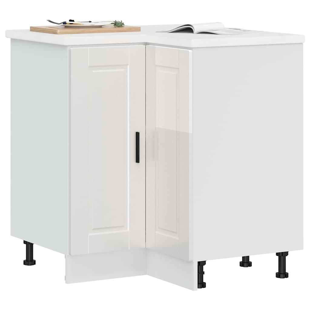 Kitchen Corner Base Cabinet Porto High Gloss White Engineered Wood