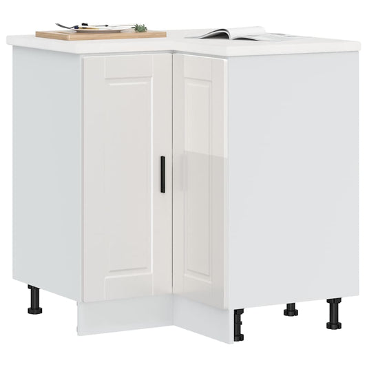 Kitchen Corner Base Cabinet Porto High Gloss White Engineered Wood