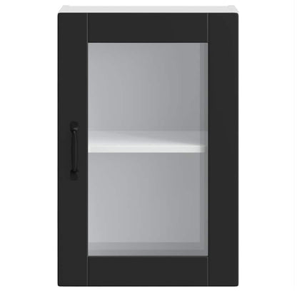 Kitchen Wall Cabinet with Glass Door Porto Black