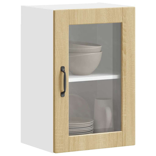 Kitchen Wall Cabinet with Glass Door Porto Sonoma Oak