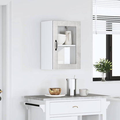 Kitchen Wall Cabinet with Glass Door Porto Concrete Grey