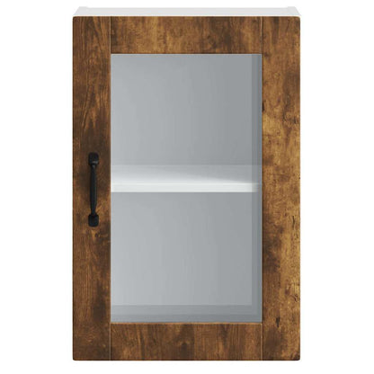 Kitchen Wall Cabinet with Glass Door Porto Smoked Oak
