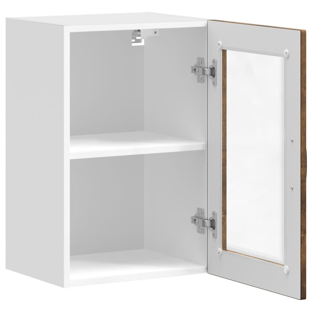 Kitchen Wall Cabinet with Glass Door Porto Smoked Oak