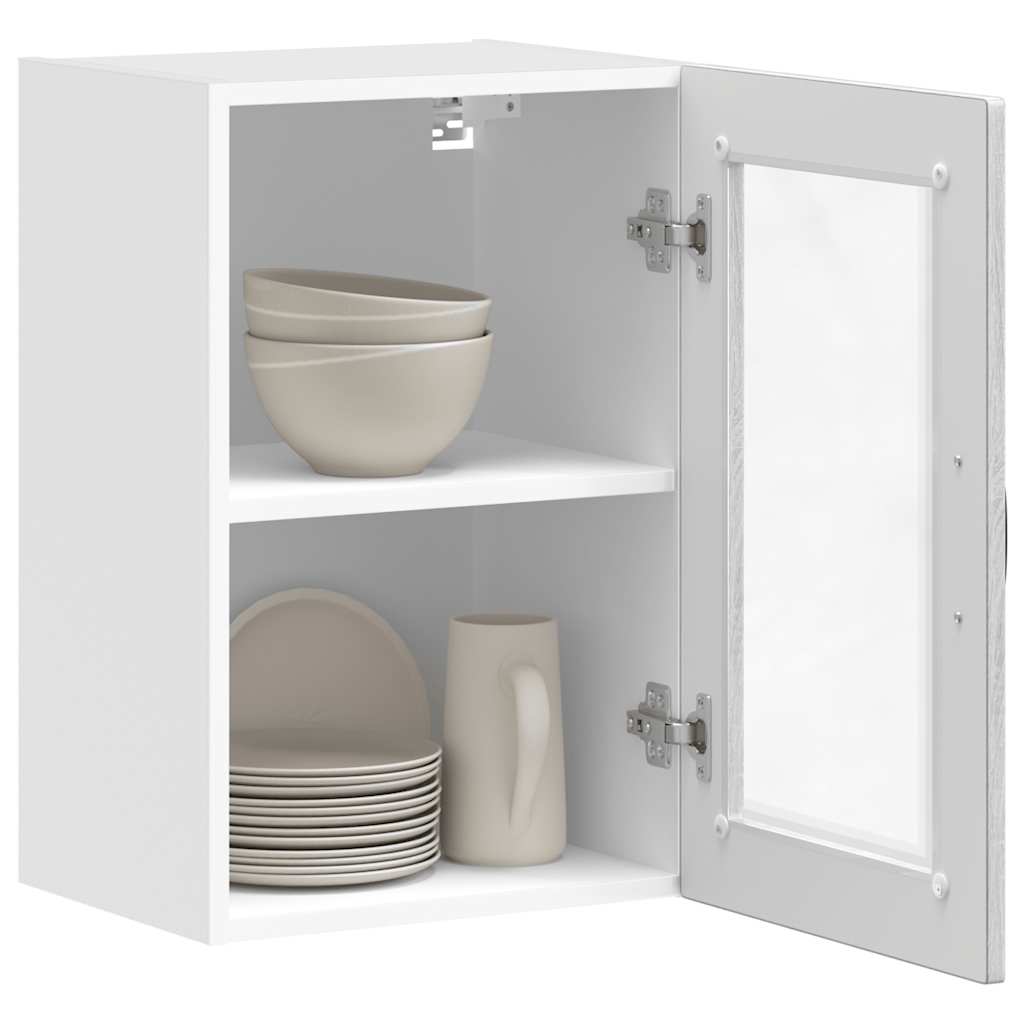 Kitchen Wall Cabinet with Glass Door Porto Grey Sonoma