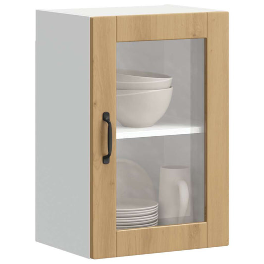 Kitchen Wall Cabinet with Glass Door Porto Artisan Oak
