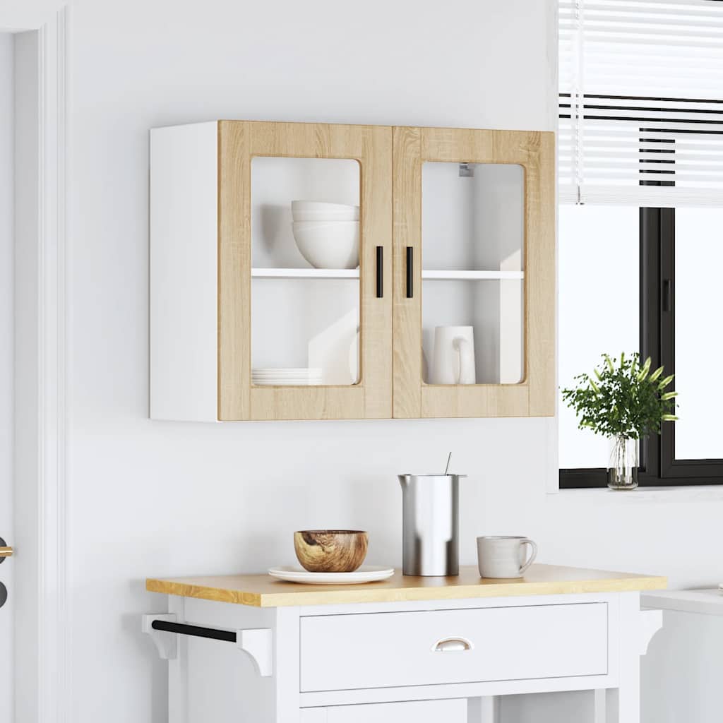 Kitchen Wall Cabinet with Glass Door Porto Sonoma Oak