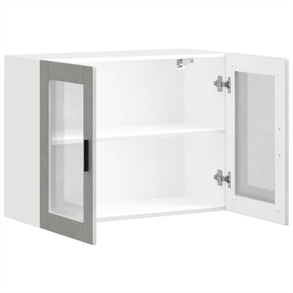 Kitchen Wall Cabinet with Glass Door Porto Concrete Grey